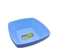 ECO Durable Small Plastic Square Bowls Set of 4 | 16cm x 16cm - Cereal Bowl for Kids | Reusable Square Bowls for Parties | BPA-Free Stackable Plastic Serving Bowls (Blue, Small 16x16cm)