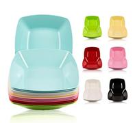 ECO Durable Small Plastic Square Bowls Set of 4 | 16cm x 16cm - Cereal Bowl for Kids | Reusable Square Bowls for Parties | BPA-Free Stackable Plastic Serving Bowls (Turquoise, Small)