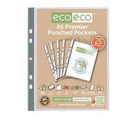 eco-eco 100 x A5 100% Recycled Smooth Glass Clear Premier Punched Plastic Pockets