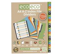 eco-eco 4 Sets x 24pk A4 50% Recycled A-Z Index File Folder Plastic Dividers