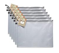 eco-eco A3 95% Recycled Super Strong Bag, Waterproof Mesh Tuff Bag, Reinforced, Black Zip Closure (Pack of 6)