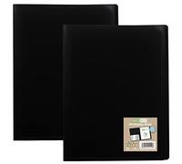 eco-eco A4 100% Recycled 60 Pocket Black Flexible Cover Portfolio Book Folder Display Book, Pack of 2, eco114x2