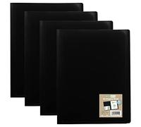 eco-eco A4 100% Recycled 80 Pocket Black Flexible Cover Portfolio Book Folder Display Book, Pack of 4, eco115x4