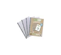 eco-eco A4 100% Recycled Premier Multi Punched Pockets Glass Clear, Transparent Poly Wallet Sheet Protector, 90 Microns (Pack of 100)