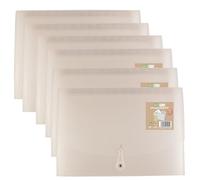 eco-eco A4 50% Recycled 13 Clear Pocket Clear Cover Expanding File Organiser - Document Folder - Printed Index Tabs, Pack of 6, eco195x6