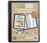 eco-eco A4 50% Recycled 20 Pocket Fold Flat Spiral Bound Display Book, eco133
