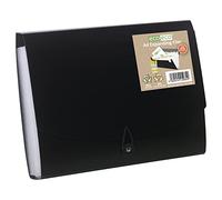 eco-eco A4 50% Recycled 26 Clear Pocket Black Cover Accordion Expanding File Organiser - Document Folder - Printed Index Tabs, A4-26 Pocket, eco084