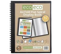 eco-eco A4 50% Recycled 60 Pocket Fold Flat Spiral Bound Display Book, eco135