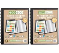 eco-eco A4 50% Recycled 60 Pocket Fold Flat Spiral Bound Display Book, eco135 (Pack of 2)