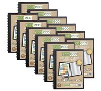 eco-eco A4 50% Recycled 60 Pocket Fold Flat Spiral Bound Display Book, Pack of 12, eco135x12