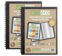 eco-eco A4 50% Recycled 60 Pocket Fold Flat Spiral Bound Display Book, Pack of 2, eco135x2