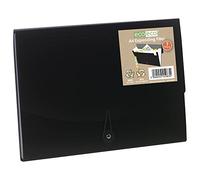 Eco-Eco A4 50% Recycled 7 Clear Pocket Black Cover Accordion Expanding File Organizer - Eco-Friendly Document Folder with Printed Index Tabs -for Office Organize Papers, Receipts, Documents - eco083