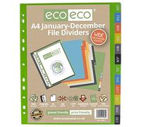 eco-eco A4 50% Recycled January - December Wide File Dividers