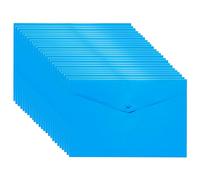 eco-eco A4+ 50% Recycled Transparent Press Stud Popper Wallet, Plastic Folders (Pack of 25), Blue, eco035BLUEx25