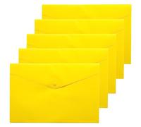 eco-eco A4+ 50% Recycled Transparent Press Stud Popper Wallet, Plastic Folders (Pack of 5), Yellow, eco035YELLOW