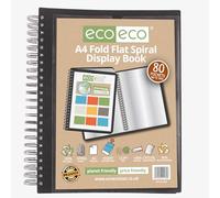 eco-eco A4 90% recycled 80 pocket Fold Flat Spiral Bound display book, eco185, Black