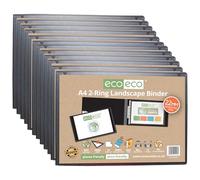 eco-eco A4 95% Recycled Presentation 22mm Spine 2 Ring Landscape Binder Black, Pack of 12, ec0146x12