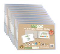 eco-eco A4 95% Recycled Presentation 22mm Spine 2 Ring Landscape Binder Clear, Pack of 12, eco204x12