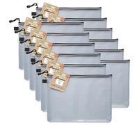 eco-eco A4+ 95% Recycled Super Strong Bag, Waterproof Mesh Tuff Bag, Reinforced, Black/Clear zip closure (Pack of 12), eco039x12