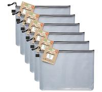 eco-eco A4+ 95% Recycled Super Strong Bag, Waterproof Mesh Tuff Bag, Reinforced, Black Zip Closure (Pack of 6)