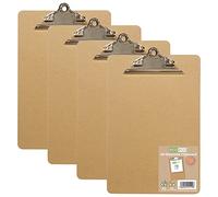eco-eco A4 Masonite Strong Clipboard with Heavy Duty Metal Clip, Pack of 4, eco119x4