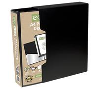 eco-eco A4 Size 50% Recycled 100 Pocket Black Presentation Display Book, Storage Case Portfolio Art Folder with Plastic Sleeves with Black Display Box