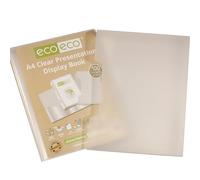 eco-eco A4 Size 50% Recycled 100 Pocket Clear Presentation Display Book, Storage Case Portfolio Art Folder with Plastic Sleeves with Clear Display Box, eco152