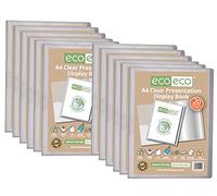 eco-eco A4 Size 50% Recycled 20 Pocket Clear Presentation Display Book, Storage Case Portfolio Art Folder with Plastic Sleeves, (Pack of 12) eco110x12