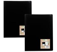 eco-eco A5 100% Recycled 10 Pocket Black Flexible Cover Portfolio Book Folder Display Book, Pack of 2 Folders, eco162x2