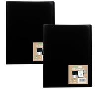 eco-eco A5 100% Recycled 100 Pocket Black Flexible Cover Portfolio Book Folder Display Book, Pack of 2 Folders, eco165x2