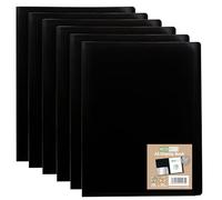 eco-eco A5 100% Recycled 100 Pocket Black Flexible Cover Portfolio Book Folder Display Book, Pack of 6 Folders, eco165x6