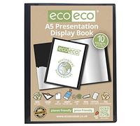 eco-eco A5 50% Recycled 10 Pocket Presentation Display Book, eco041, Black