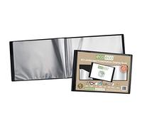 eco-eco A5 50% Recycled 20 Pocket Black Landscape Presentation Display Book, Storage Case Portfolio Art Folder with Plastic Sleeves, eco094