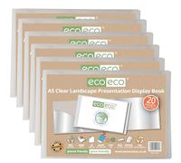 eco-eco A5 50% Recycled 20 Pocket Clear Landscape Presentation Display Book, Storage Case Portfolio Art Folder with Plastic Sleeves, Pack of 6, eco174x6
