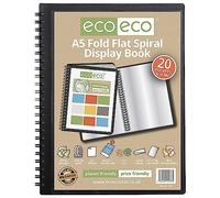 eco-eco A5 50% Recycled 20 Pocket Fold Flat Spiral Bound Display Book, eco136