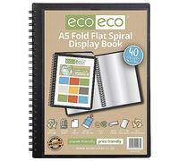 eco-eco A5 50% Recycled 40 Pocket Fold Flat Spiral Bound Display Book, eco137