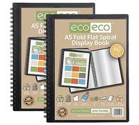 eco-eco A5 50% Recycled 60 Pocket Fold Flat Spiral Bound Display Book, Pack of 2, eco138x2