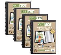 eco-eco A5 50% Recycled 60 Pocket Fold Flat Spiral Bound Display Book, Pack of 4, eco138x4