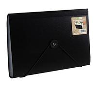 eco-eco A5 50% Recycled 7 Clear Pocket Black Cover Expanding File Receipt, Bills, Cards Organiser - Document Folder - Colour Index Tabs