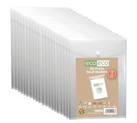 eco-eco A5 50% Recycled Clear Transparent Portrait Press Stud Popper Wallet, Plastic Folders 230x170mm (Pack of 20), 200mic, eco158x4