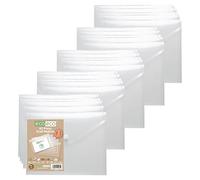 eco-eco A5 50% Recycled Clear Transparent Press Stud Popper Wallet, Plastic Folders (Pack of 25) eco032x25