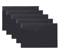 eco-eco A5 50% Recycled Solid Press Stud Popper Wallet, Plastic Folders (Pack of 5), Black, eco075BLACK