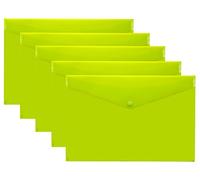 eco-eco A5 50% Recycled Transparent Press Stud Popper Wallet, Plastic Folders (Pack of 5), Green, eco075GREEN