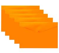 eco-eco A5 50% Recycled Transparent Press Stud Popper Wallet, Plastic Folders (Pack of 5), Orange, eco075ORANGE