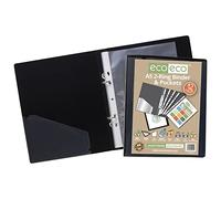 eco-eco A5 65% Recycled Presentation Ring Binder with 12 Multi Punched Pockets Black eco045