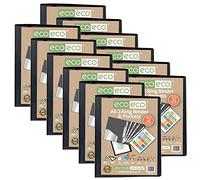 eco-eco A5 65% Recycled Presentation Ring Binder with 12 Multi Punched Pockets Black, Pack of 12, eco045x12