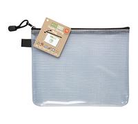 eco-eco A5 95% Recycled Super Strong Bag, Waterproof Mesh Tuff Bag, Reinforced, Black Zip Closure eco038 Clear