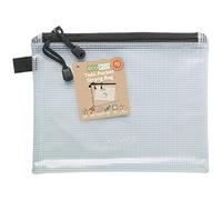 eco-eco A5 95% Recycled Twin pocket Super Strong Bag, Waterproof Mesh Tuff Bag, Reinforced, Black zip closure, 2 pockets
