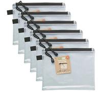 eco-eco A5 95% Recycled Twin Pocket Super Strong Bag, Waterproof Mesh Tuff Bag, Reinforced, Black Zip Closure, 2 Pockets (Pack of 6)