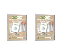 eco-eco A5 Size 50 Percent Recycled 20 Pocket Clear Presentation Display Book, Storage Case Portfolio Art Folder with Plastic Sleeves, eco127 (Pack of 2)